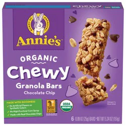 Annie's Organic Chewy Granola Bars, Chocolate Chip, 6 Bars, 5.34 oz