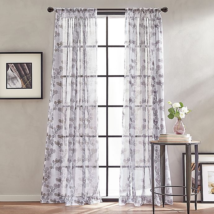 slide 1 of 2, Peri Home Kelly Floral Sheer Rod Pocket Window Curtain Panel - Amethyst, 108 in