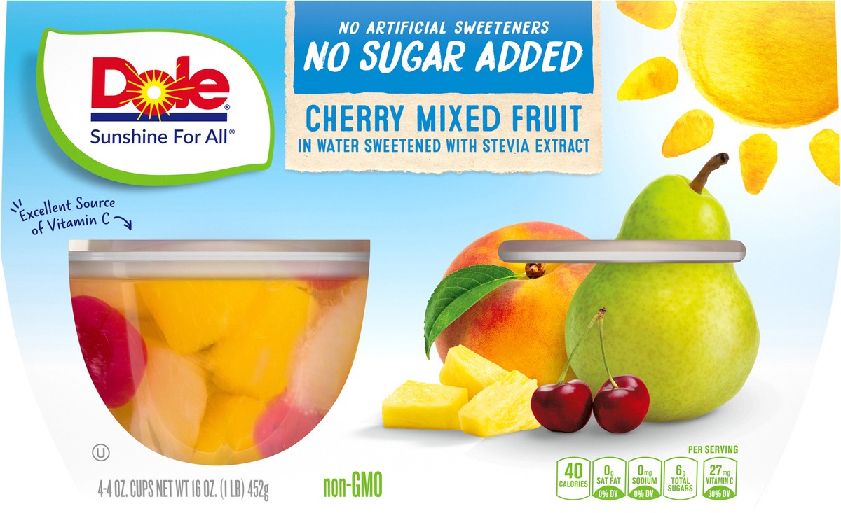 slide 11 of 13, Dole No Sugar Added Cherry Mixed Fruit, 4 ct; 4 oz