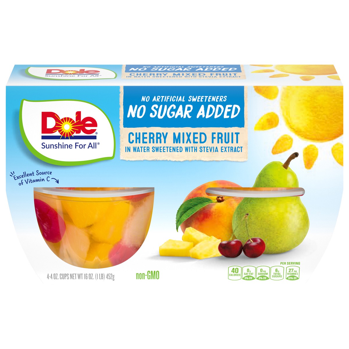 slide 1 of 13, Dole No Sugar Added Cherry Mixed Fruit, 4 ct; 4 oz