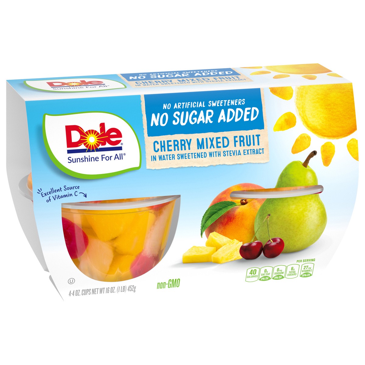 slide 2 of 13, Dole No Sugar Added Cherry Mixed Fruit, 4 ct; 4 oz