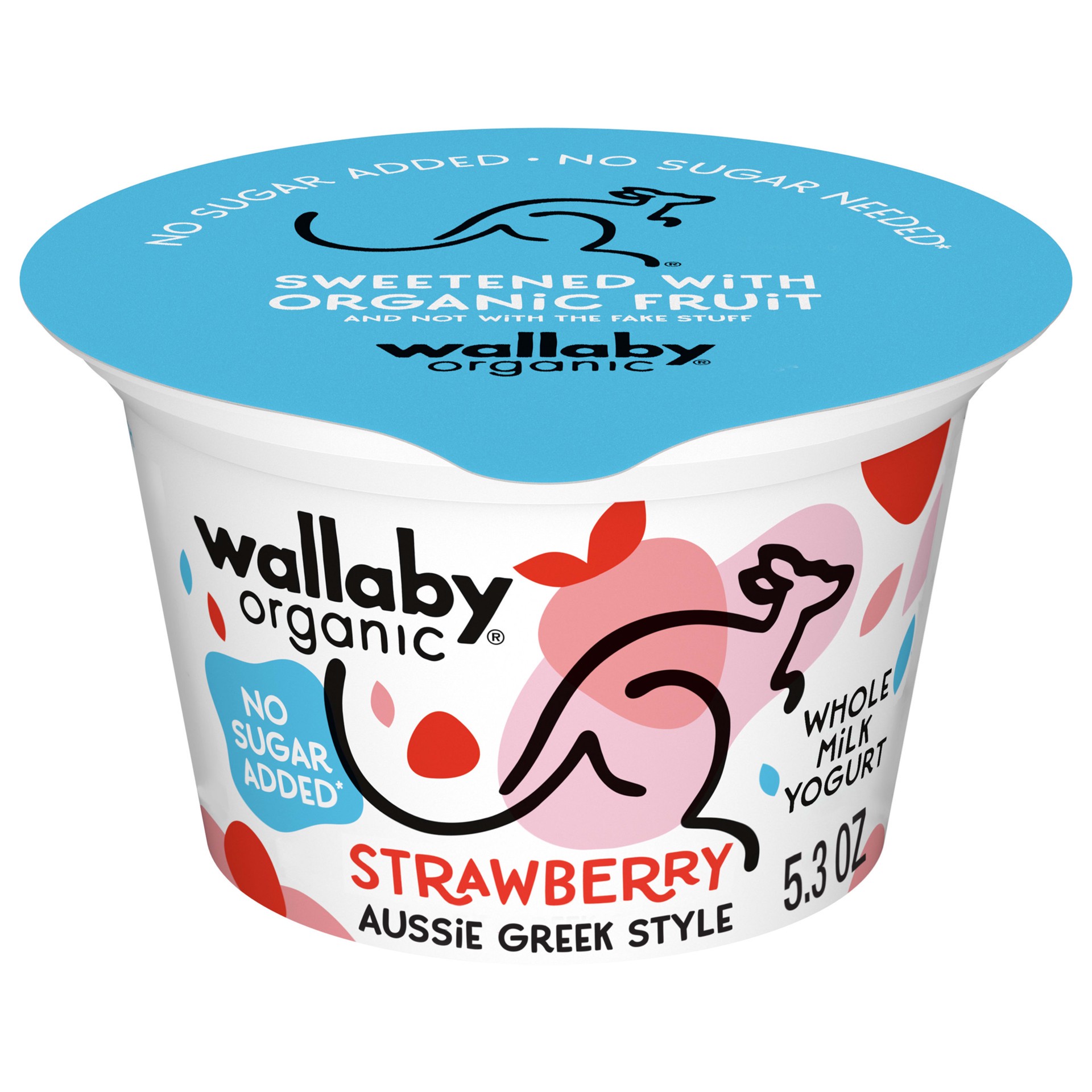 slide 1 of 5, Wallaby Organic Aussie Greek Yogurt, No Sugar Added, Strawberry, 5.3 oz. USDA Organic, 5.3 oz
