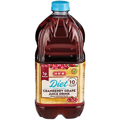 slide 1 of 1, H-E-B Diet Cranberry Grape Juice, 64 oz