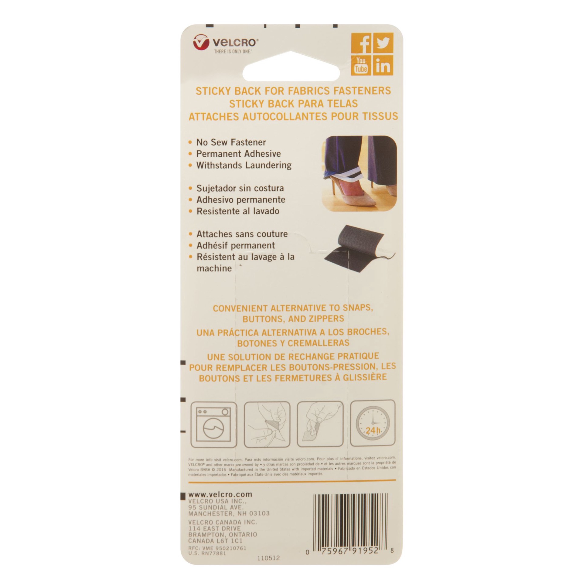 slide 5 of 5, Velcro Brand Sticky Back For Fabrics Black Rectangle Fastener, 6 in x 4 in