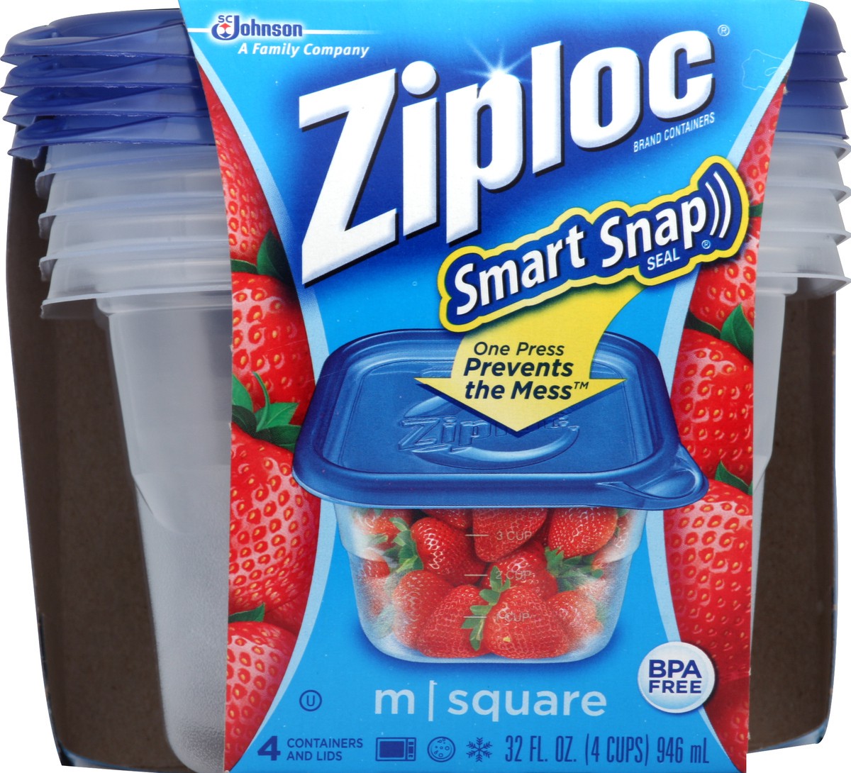 Ziploc Smart Snap L Rectangle Containers & Lids - 2 CT, Tableware &  Serveware