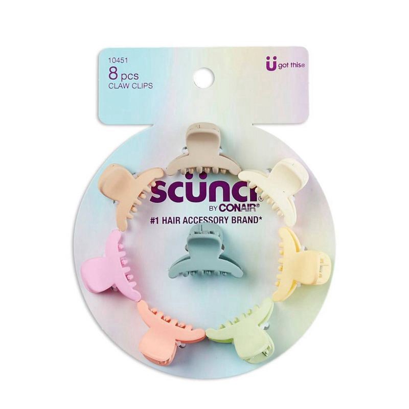 slide 1 of 5, scunci Kids' Mini Hair Claw Clips - 8ct, 8 ct