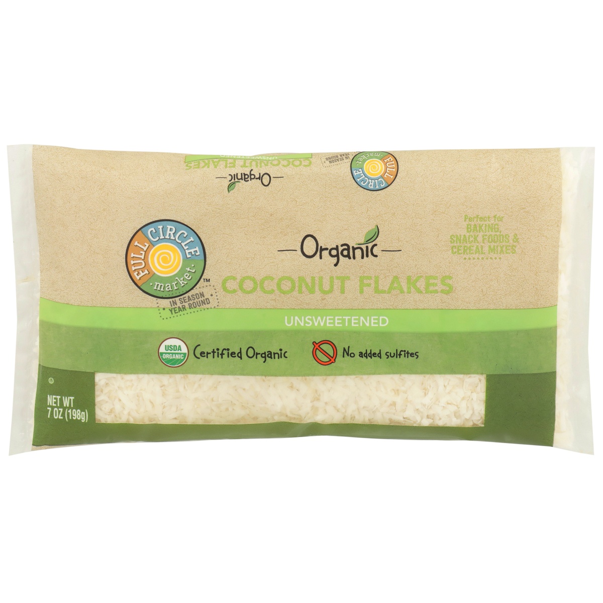 slide 1 of 1, Full Circle Market Unsweetened Coconut Flakes, 7 oz