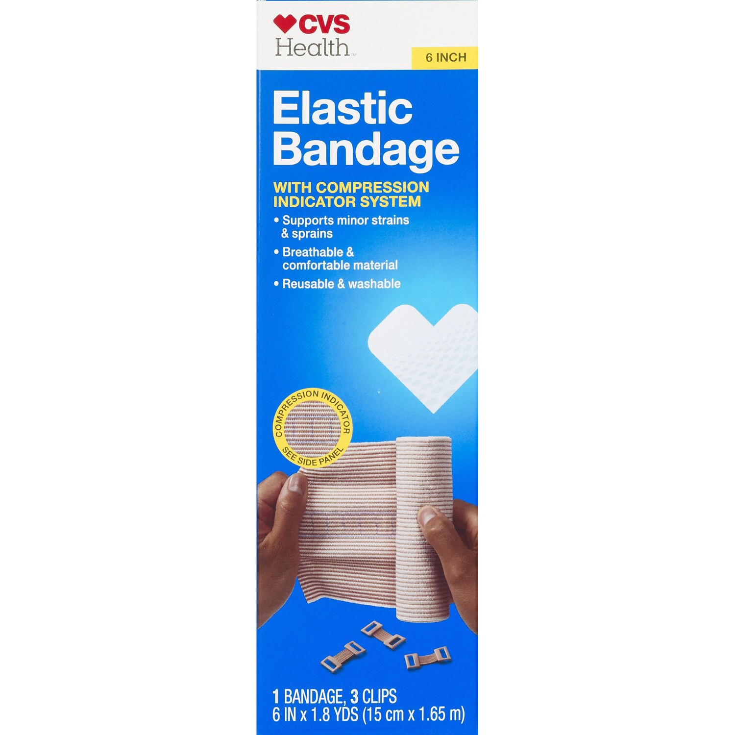 slide 1 of 5, CVS Health Elastic Bandage, 6In X 1.8Yd, 1 ct