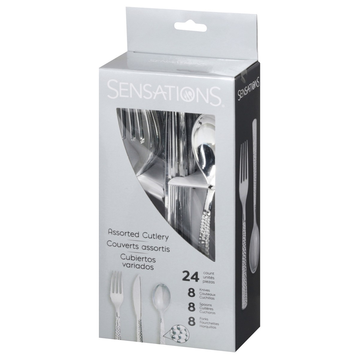 slide 4 of 11, Sensations Assorted Silver Metallic Hammered Cutlery 24 ea, 24 ct