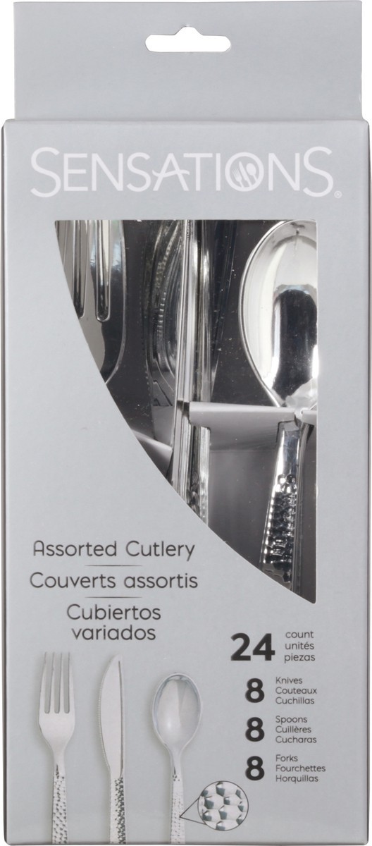 slide 5 of 11, Sensations Assorted Silver Metallic Hammered Cutlery 24 ea, 24 ct