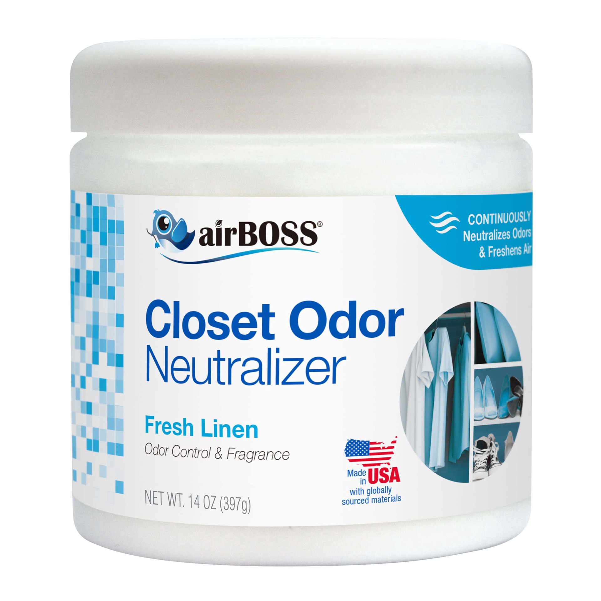 slide 1 of 1, airBoss Closet Fresh Linen Odor Neutralizer 14 oz, 14 oz