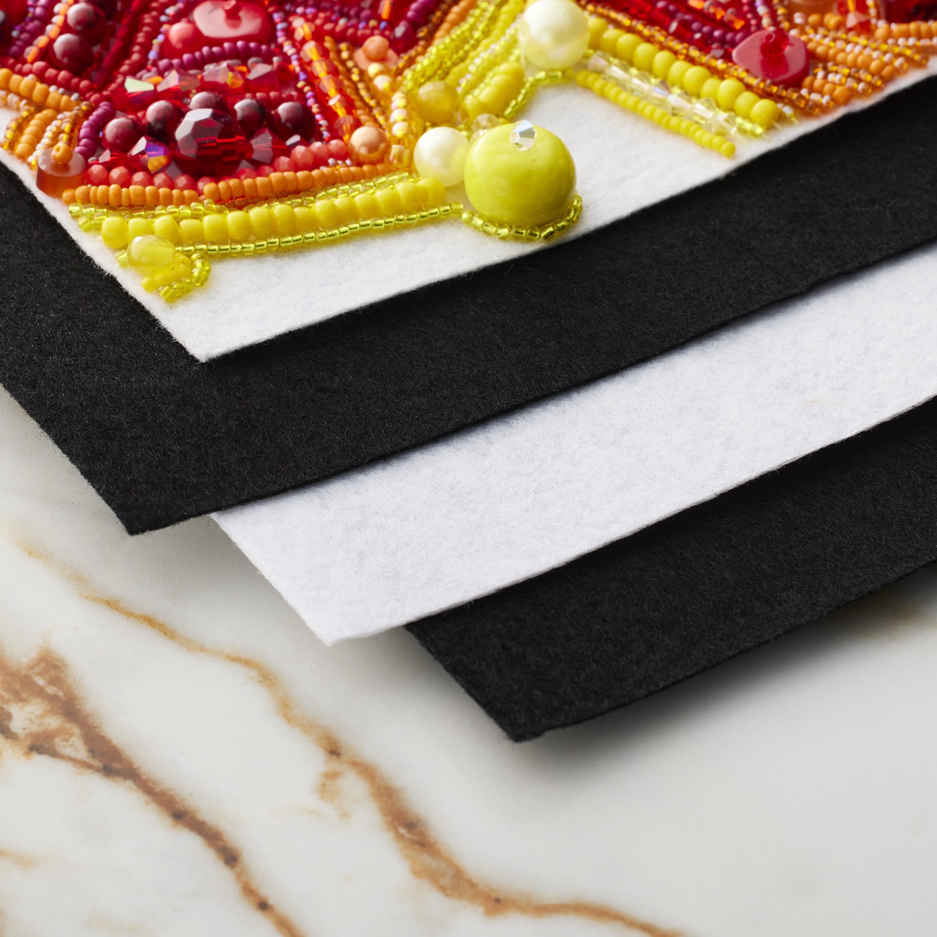 slide 2 of 3, John Bead Goodfelt Black & White 5" X 8" Felt, 5 in x 8 in