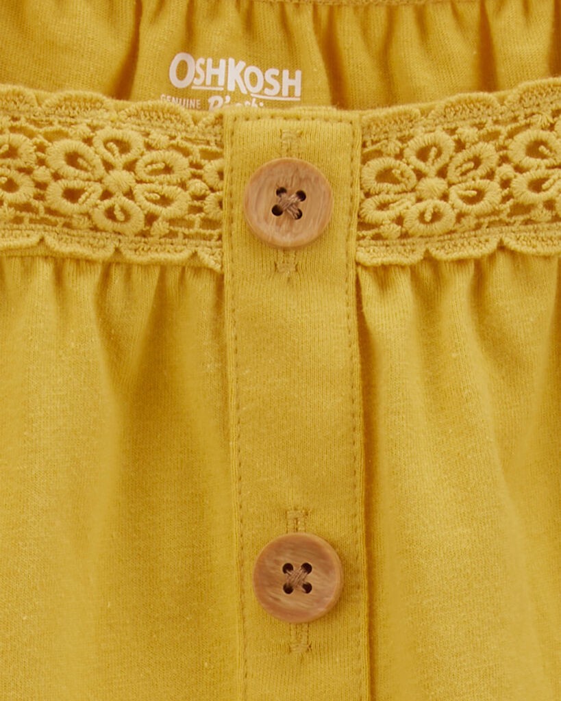 slide 2 of 2, Oshkosh Toddler Crochet Flutter Button-Front Shirt Yellow 5T, 1 ct