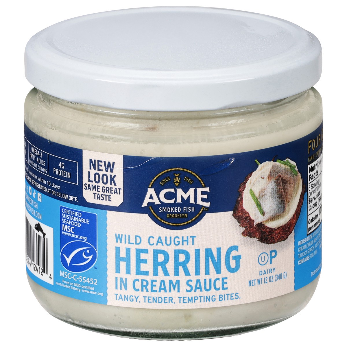 slide 1 of 12, ACME Wild Caught Herring in Cream Sauce 12 oz, 12 oz