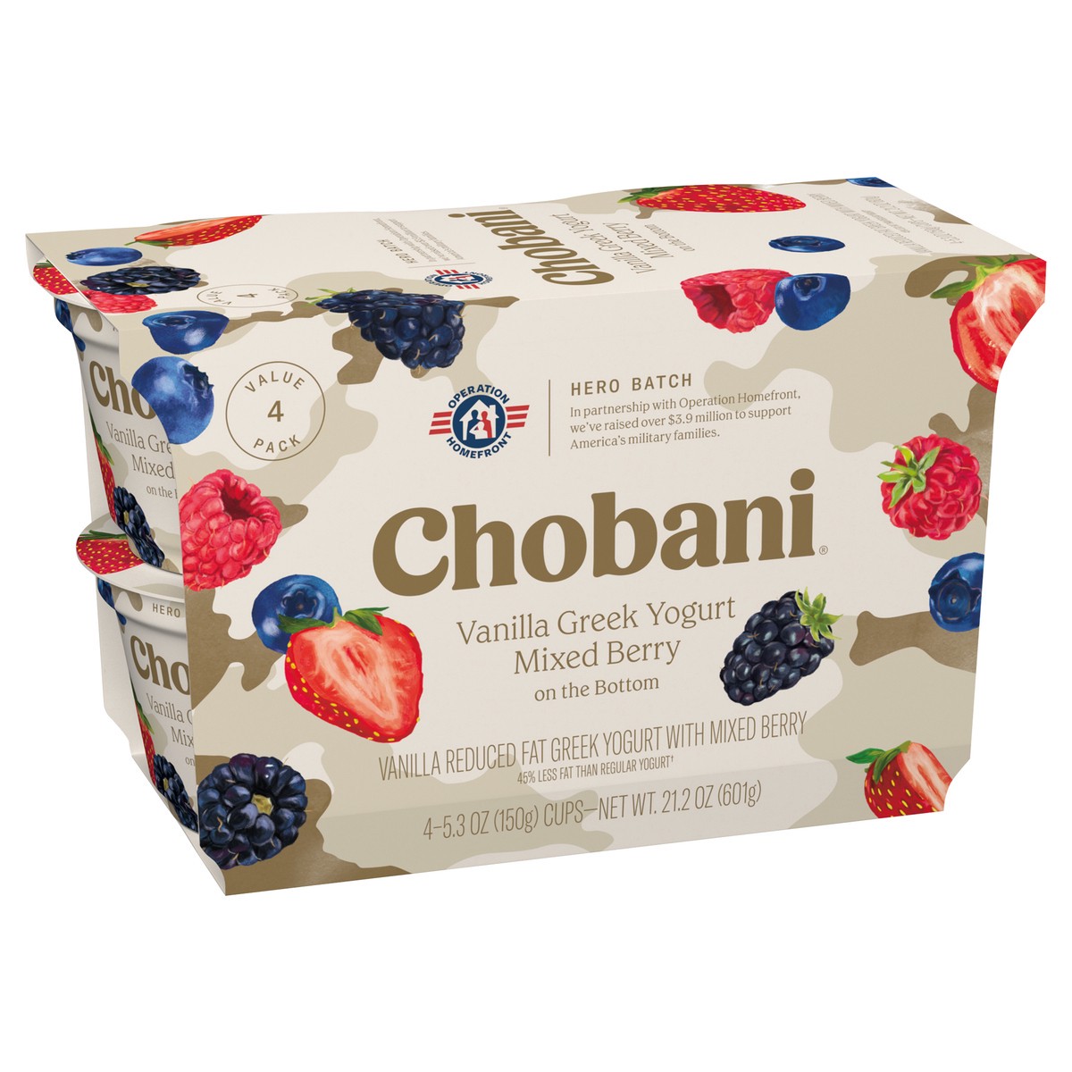 slide 2 of 9, Chobani Mixed Berry on the Bottom Low-Fat Vanilla Greek Yogurt - 4ct/5.3oz Cups, 4 ct; 5.3 oz