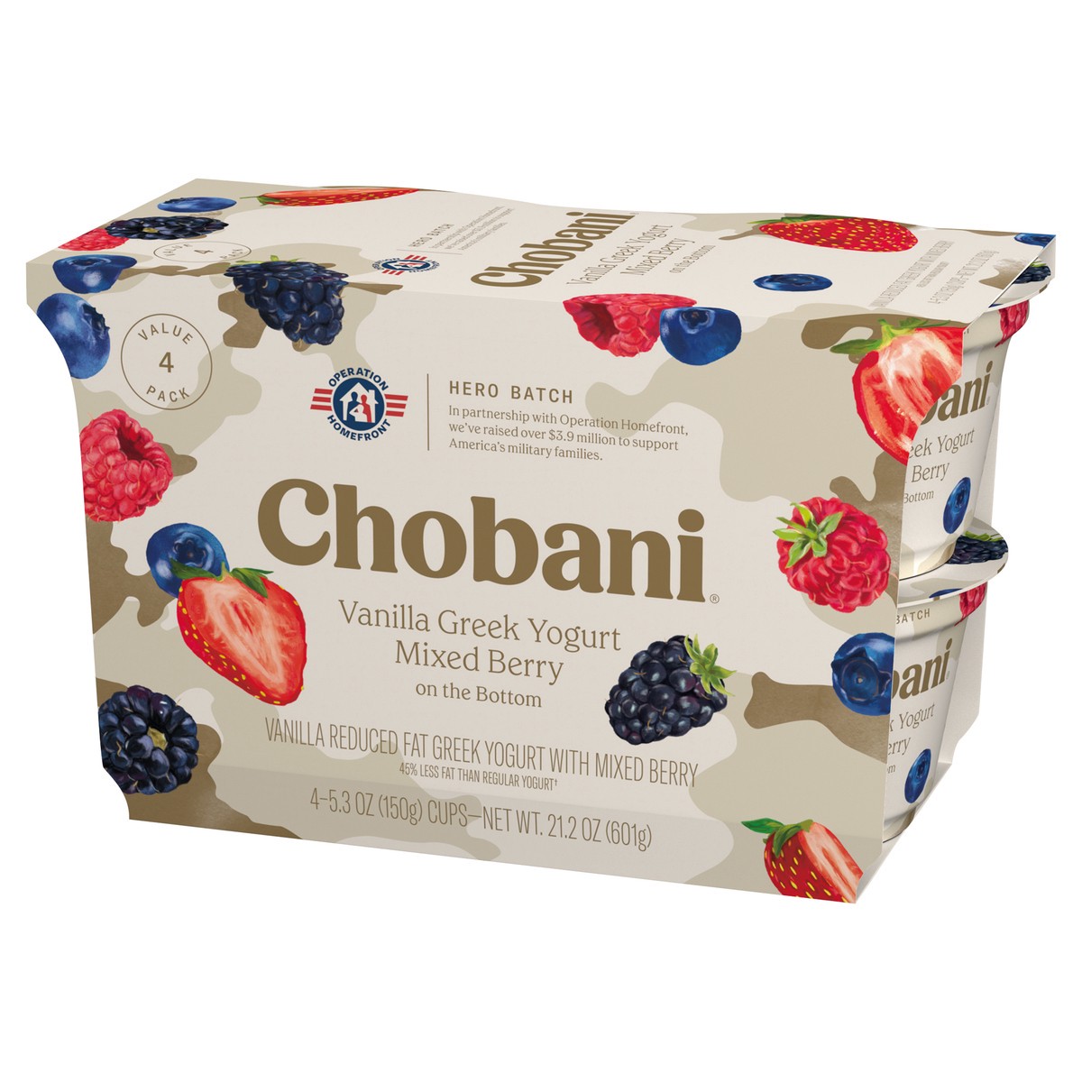 slide 3 of 9, Chobani Mixed Berry on the Bottom Low-Fat Vanilla Greek Yogurt - 4ct/5.3oz Cups, 4 ct; 5.3 oz