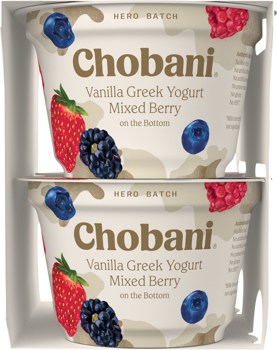 slide 7 of 9, Chobani Mixed Berry on the Bottom Low-Fat Vanilla Greek Yogurt - 4ct/5.3oz Cups, 4 ct; 5.3 oz
