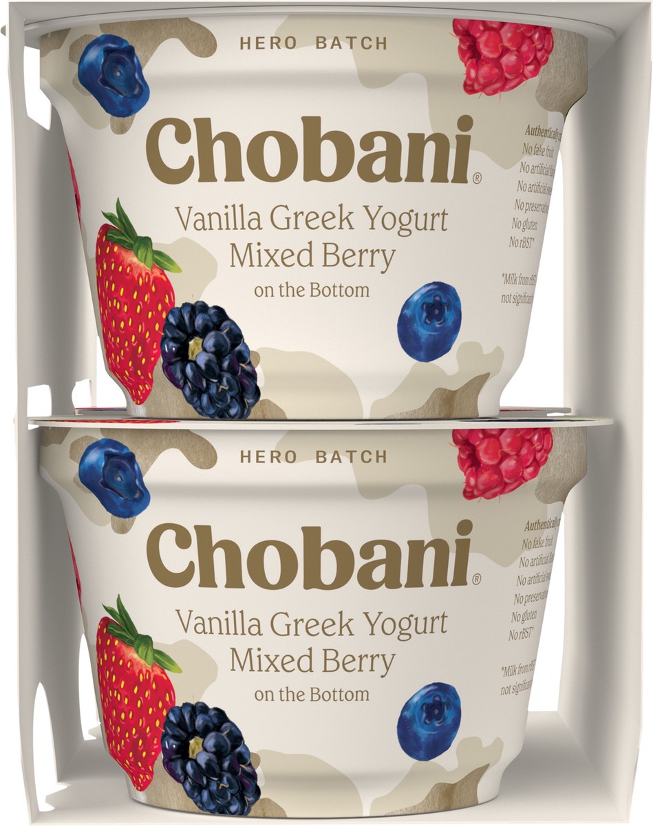 slide 8 of 9, Chobani Mixed Berry on the Bottom Low-Fat Vanilla Greek Yogurt - 4ct/5.3oz Cups, 4 ct; 5.3 oz