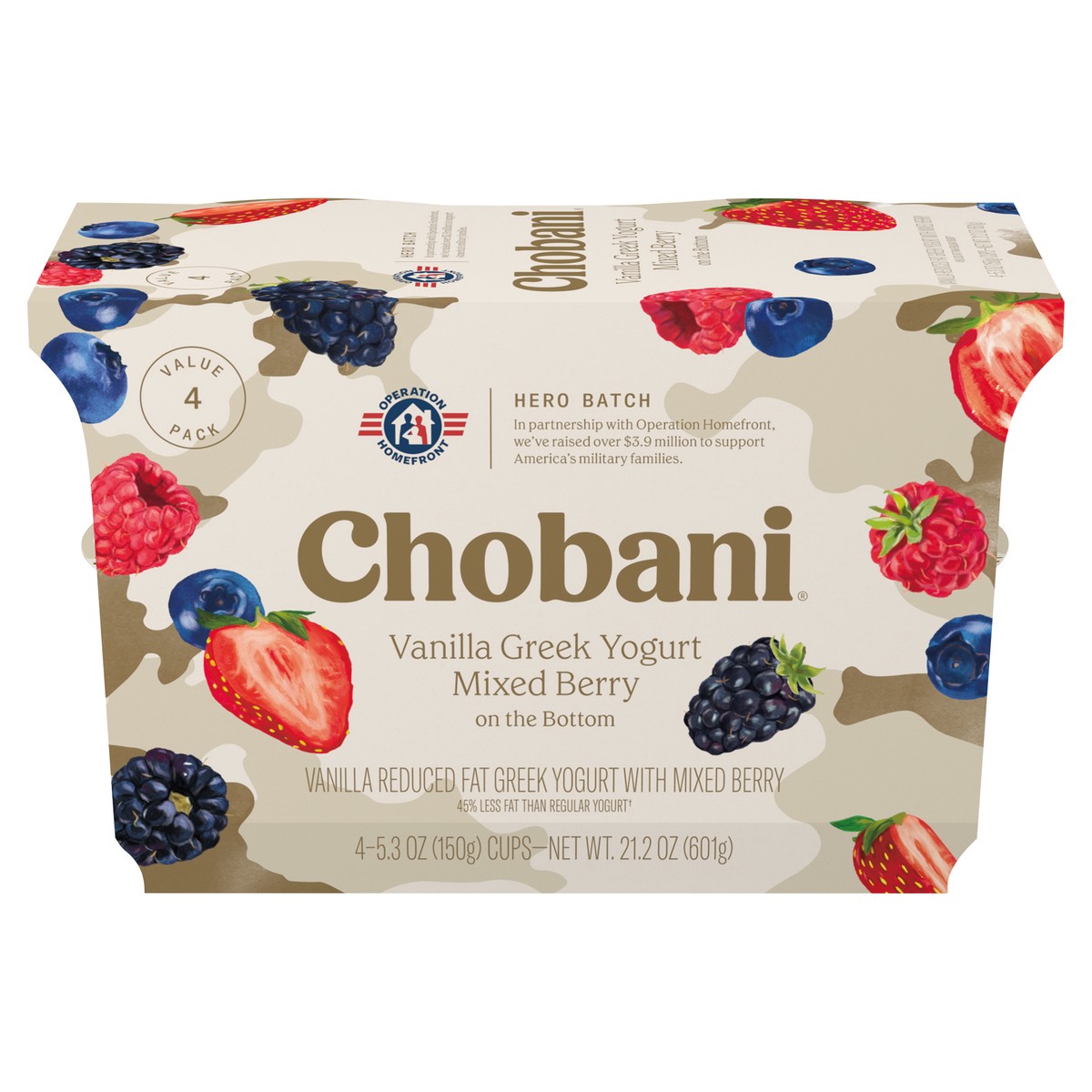 slide 1 of 9, Chobani Mixed Berry on the Bottom Low-Fat Vanilla Greek Yogurt - 4ct/5.3oz Cups, 4 ct; 5.3 oz
