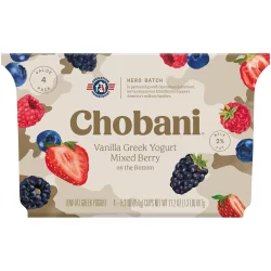 Chobani Vanilla Greek Yogurt With Mixed Berry On The Bottom