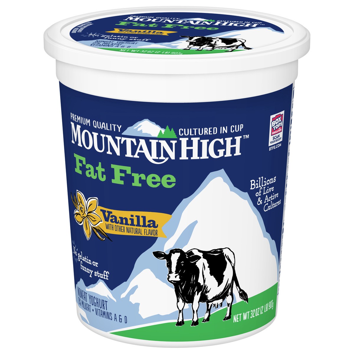 slide 4 of 9, Mountain High, Fat Free Yogurt, Vanilla, Gluten Free Snacks, 32 OZ Yogurt Container, 32 oz