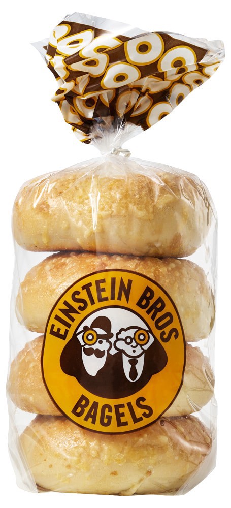 slide 1 of 2, Einstein Bros Asiago Bagels, 4 ct