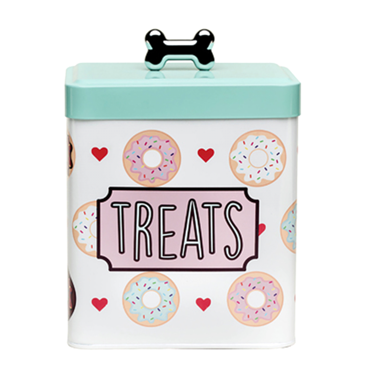 slide 1 of 1, Metal Pet Treat Canister, Donuts, 92 oz