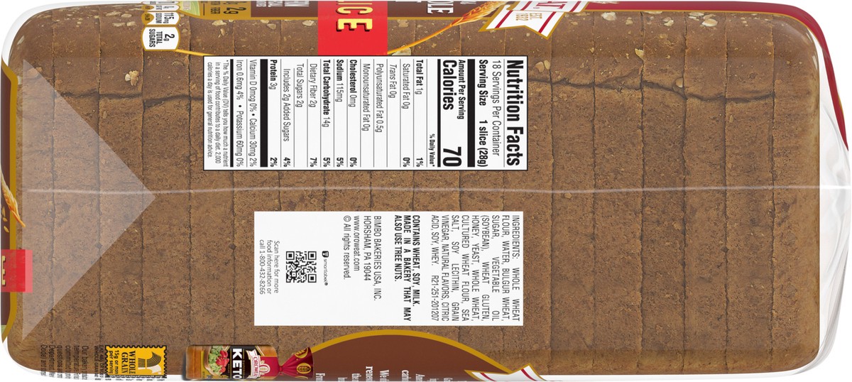 slide 3 of 7, Oroweat Small Slice Whole Wheat Bread, 18 oz, 18 oz