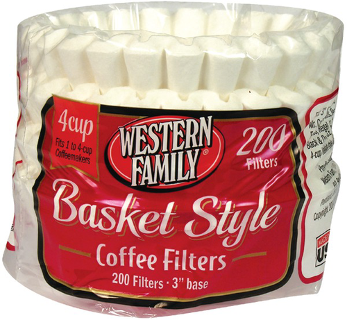 slide 1 of 1, Western Family 4 Cup Coffee Basket Filters, 200 ct