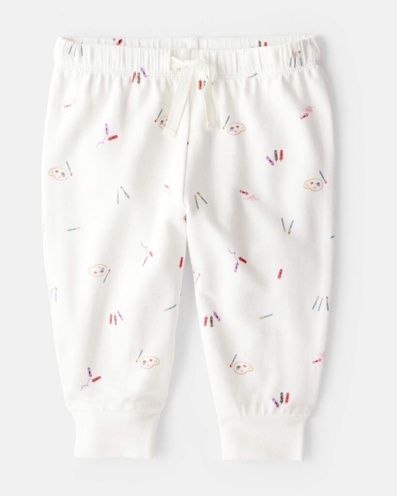 slide 3 of 4, Carter's Baby Girl Paint Print PurelySoft Long-Sleeve Tee & Pant Set - Ivory Ivory 9M, 1 ct