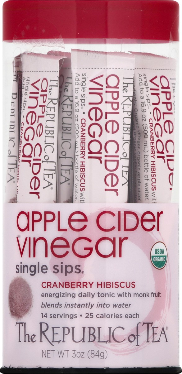 slide 1 of 1, The Republic of Tea Single Sips Cranberry Hibiscus Apple Cider Vinegar Drink Mix - 3 oz, 3 oz