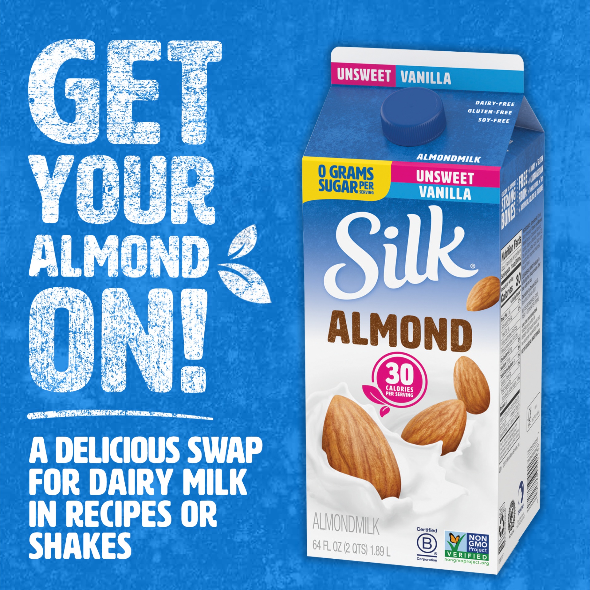 slide 5 of 7, Silk Unsweetened Vanilla Almond Milk, 64 fl oz