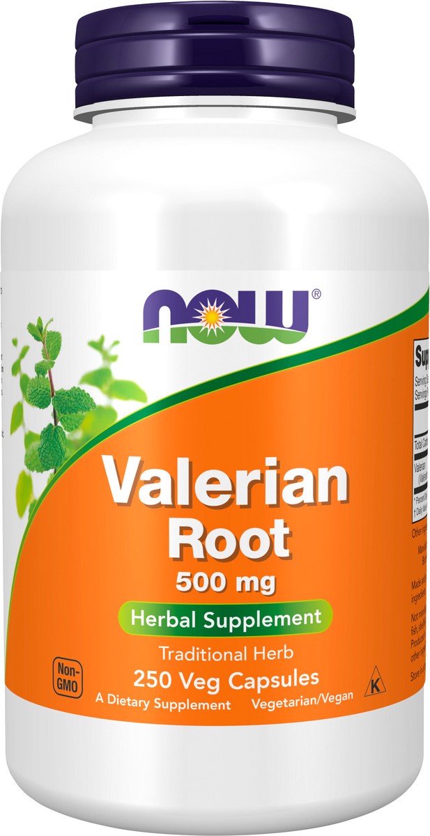 slide 2 of 4, NOW Supplements, Valerian Root (Valeriana officinalis) 500 mg, Herbal Supplement, 250 Veg Capsules, 250 ct