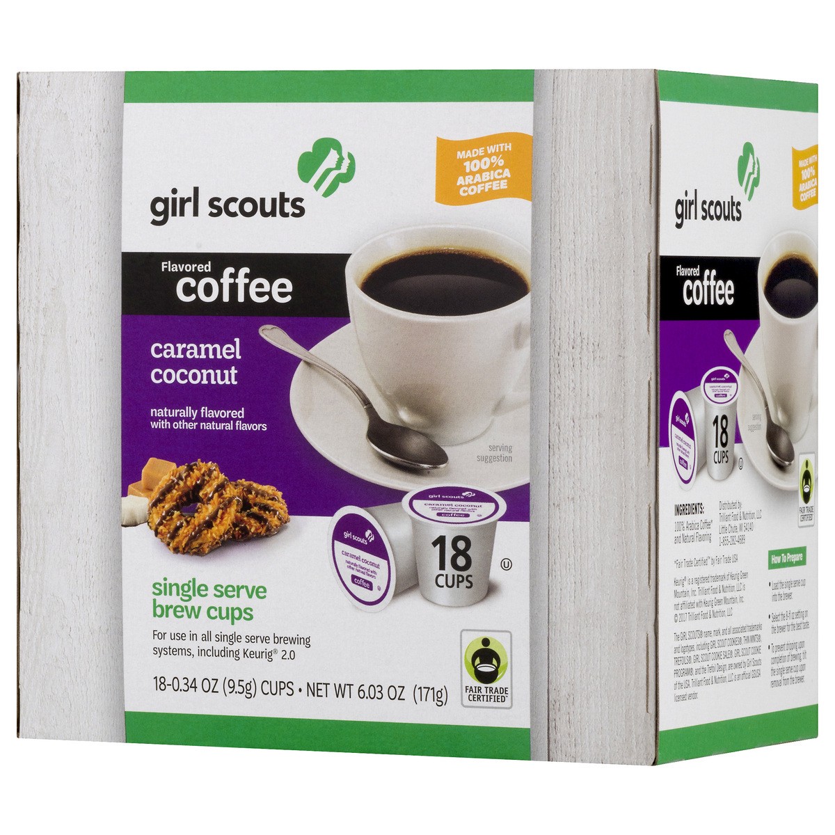 slide 2 of 10, Girl Scouts Single Serve Brew Cups 100% Arabica Caramel Coconut Coffee - 18 ct, 18 ct