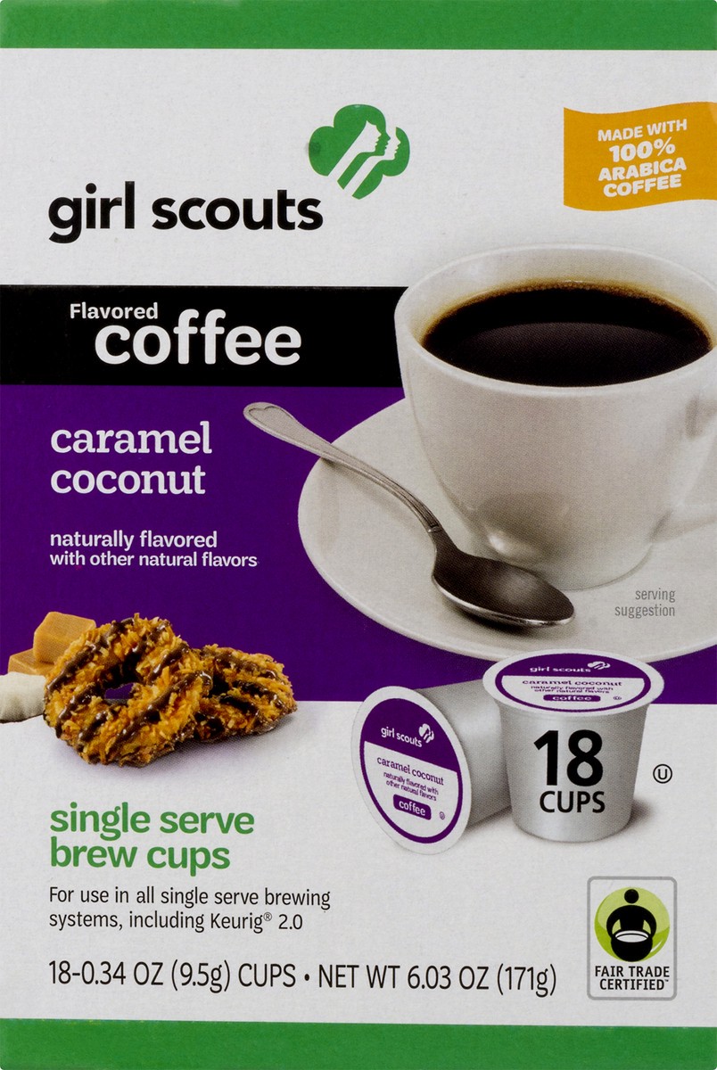 slide 5 of 10, Girl Scouts Single Serve Brew Cups 100% Arabica Caramel Coconut Coffee - 18 ct, 18 ct