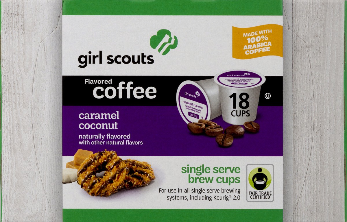 slide 3 of 10, Girl Scouts Single Serve Brew Cups 100% Arabica Caramel Coconut Coffee - 18 ct, 18 ct