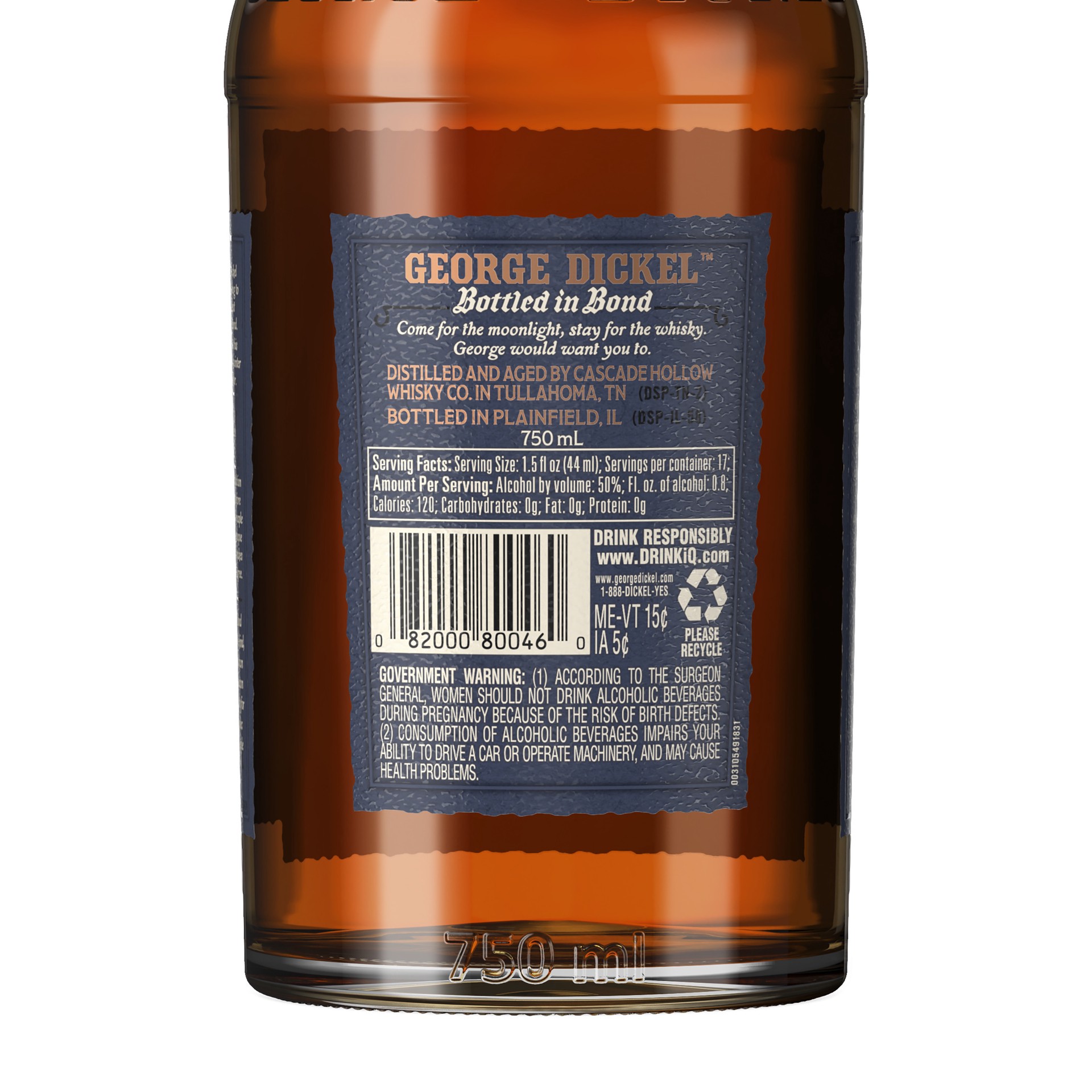 slide 4 of 4, George Dickel Bottled in Bond Aged 13 Years Tennessee Whisky - Distilling Season Fall 2008, 750 mL, 750 ml