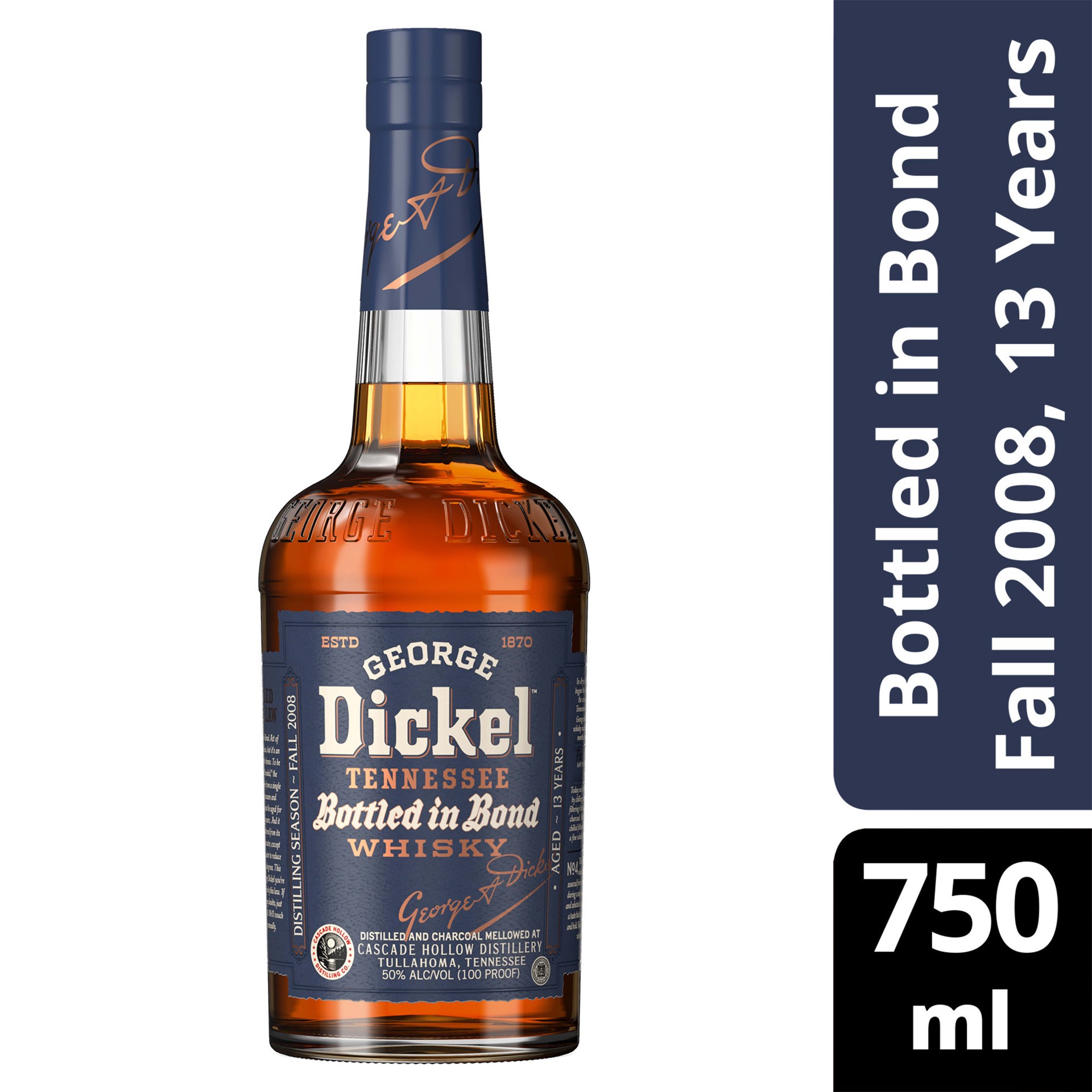 slide 1 of 4, George Dickel Bottled in Bond Aged 13 Years Tennessee Whisky - Distilling Season Fall 2008, 750 mL, 750 ml