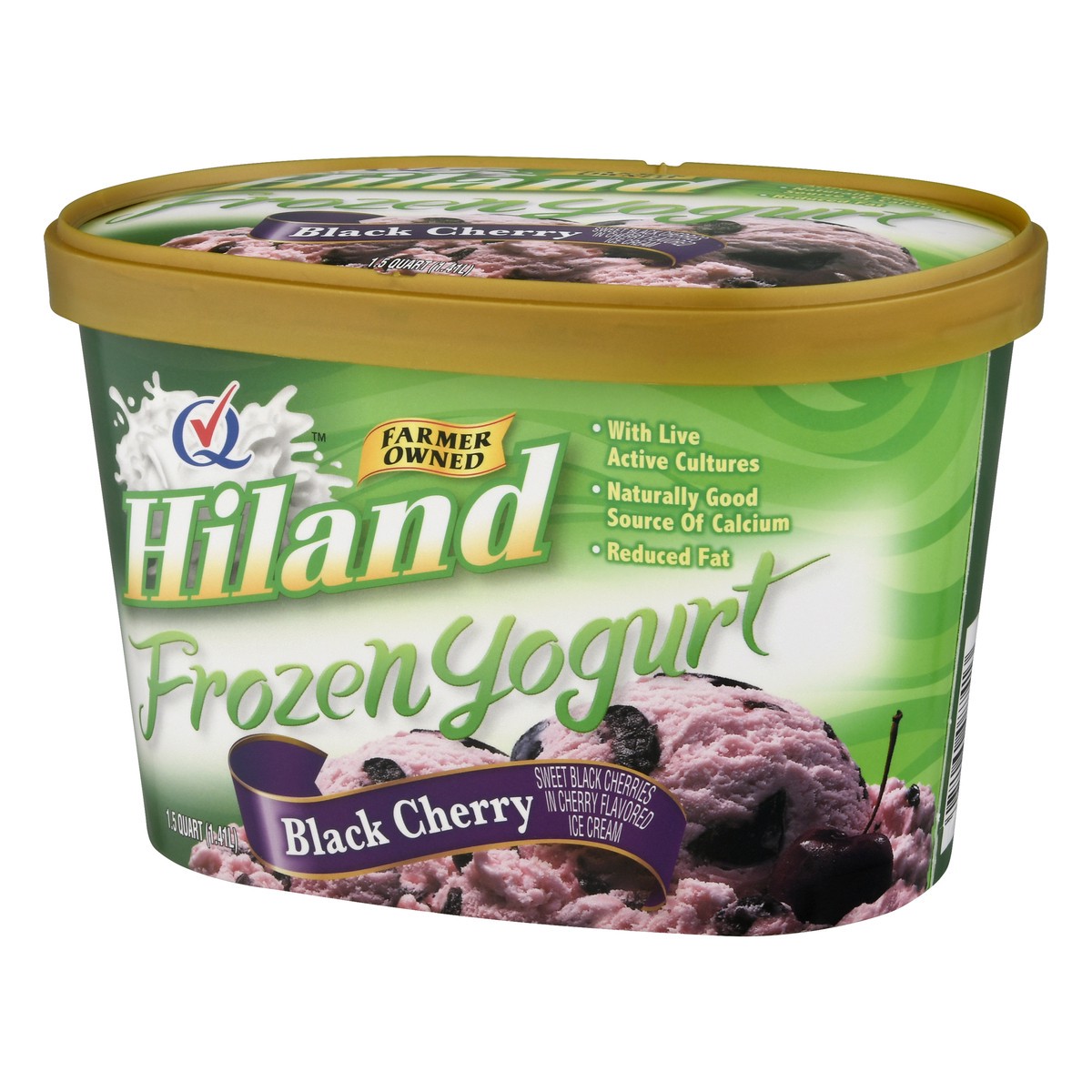 slide 5 of 9, Hiland Dairy Black Cherry Frozen Yogurt 1.5 qt, 1.5 qt