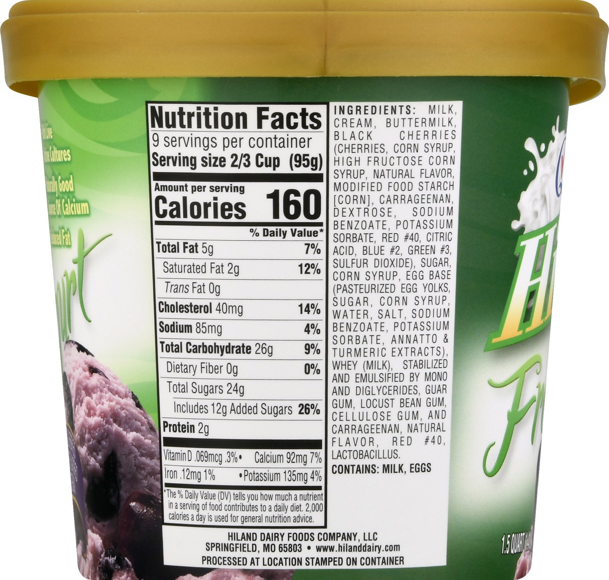 slide 7 of 9, Hiland Dairy Black Cherry Frozen Yogurt 1.5 qt, 1.5 qt