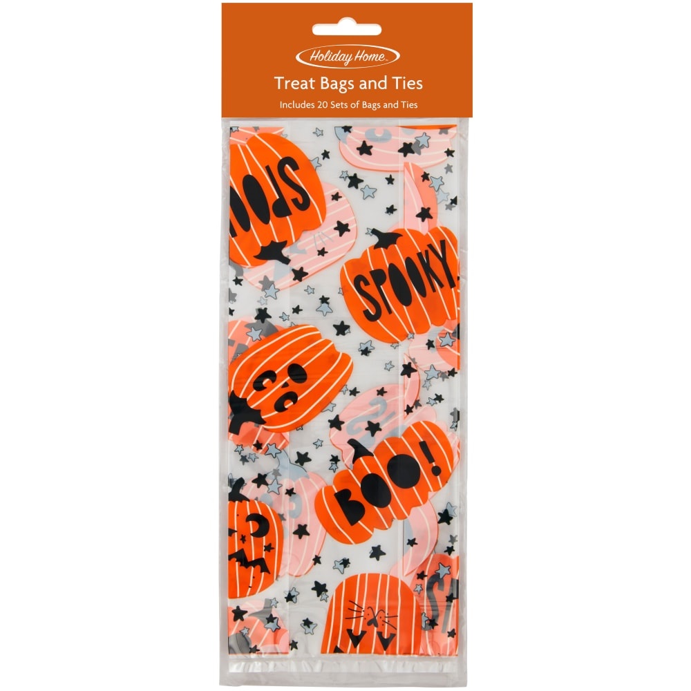 slide 1 of 1, Holiday Home Pumpkin Halloween Treat Bags, 20 ct