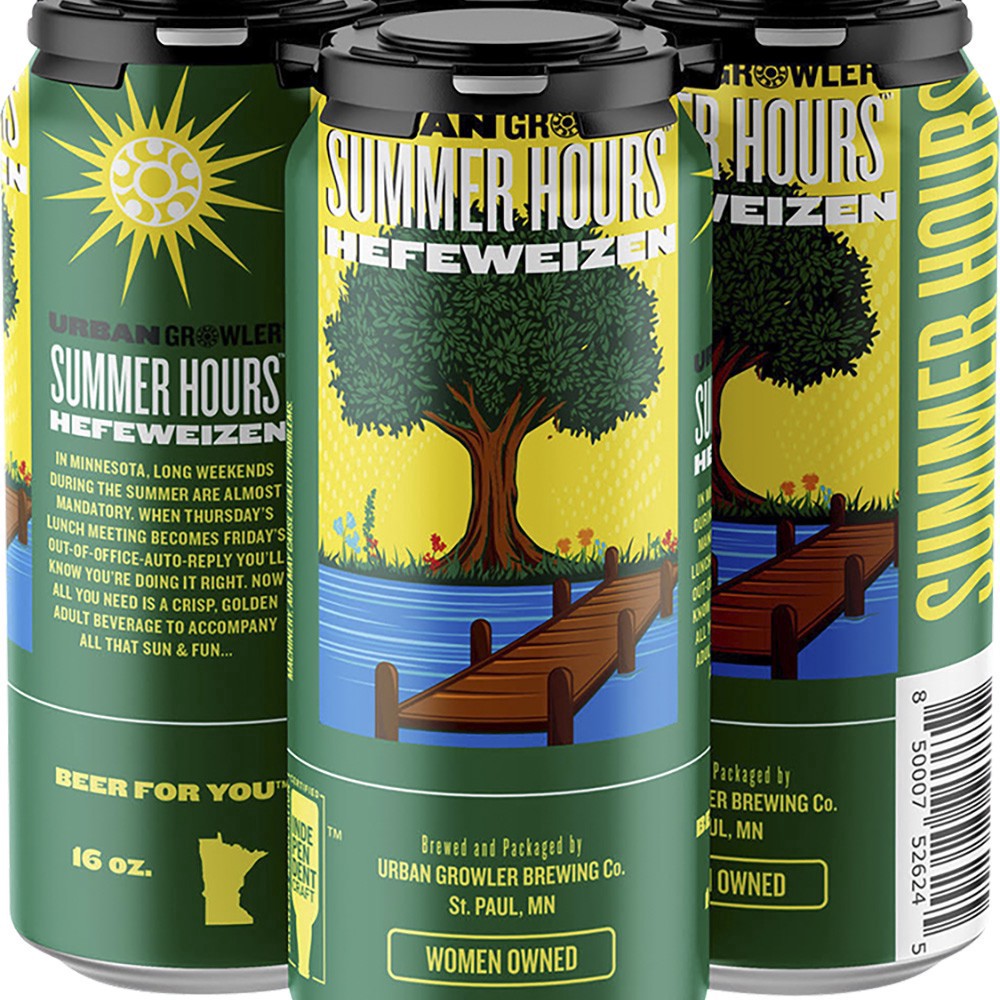 slide 1 of 1, Urban Growler Summer Hours Hefeweizen 4pk 16oz Can, 4 ct; 16 oz