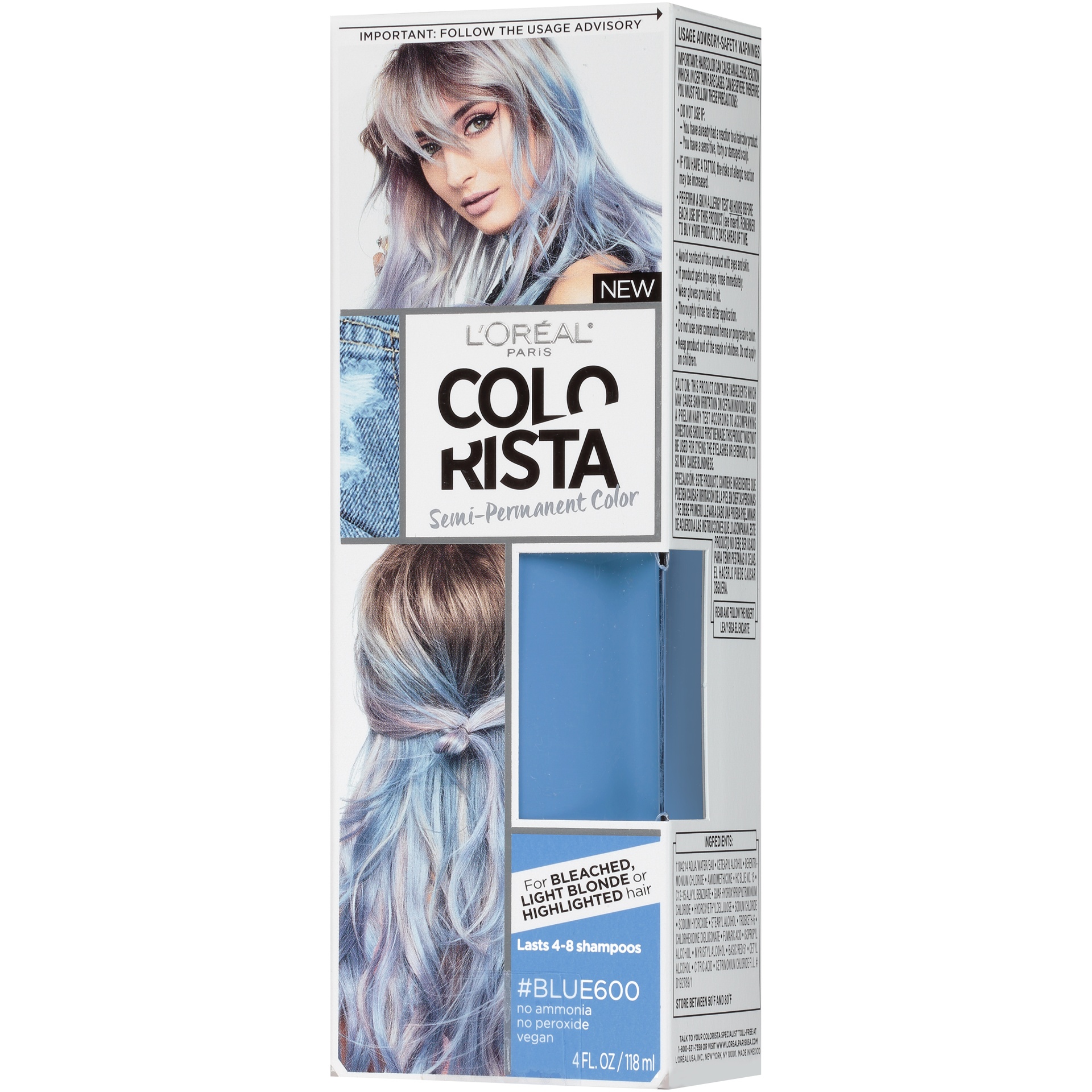 slide 4 of 8, L'Oréal Paris Colorista Semi-Permanent For Light Blonde or Bleached Hair Blue 600, 4 fl oz