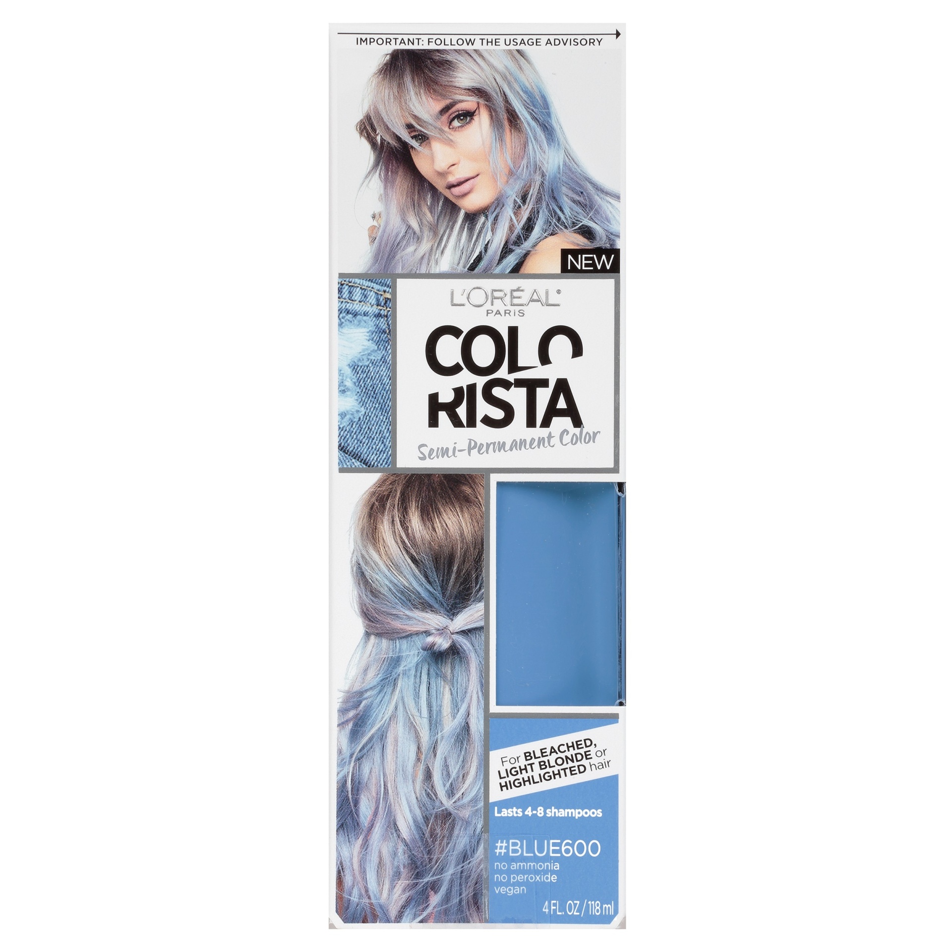 slide 1 of 8, L'Oréal Paris Colorista Semi-Permanent For Light Blonde or Bleached Hair Blue 600, 4 fl oz