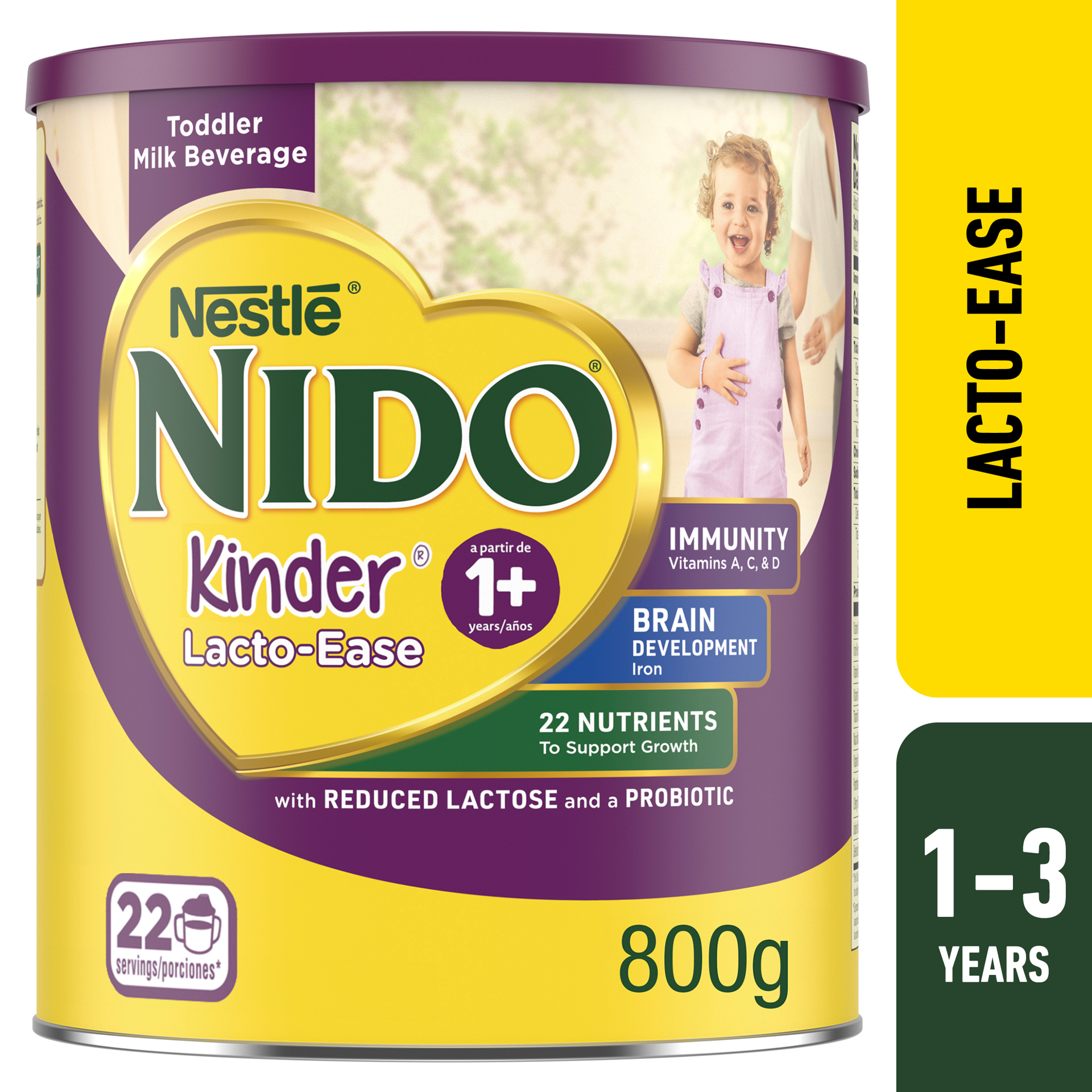 slide 1 of 3, Nido Nestlé NIDO Lacto-Ease Toddler Milk Beverage Powder Mix, Reduced Lactose, 22 Servings per Container, 132 Total Servings, 6 Pack, 28.1 oz