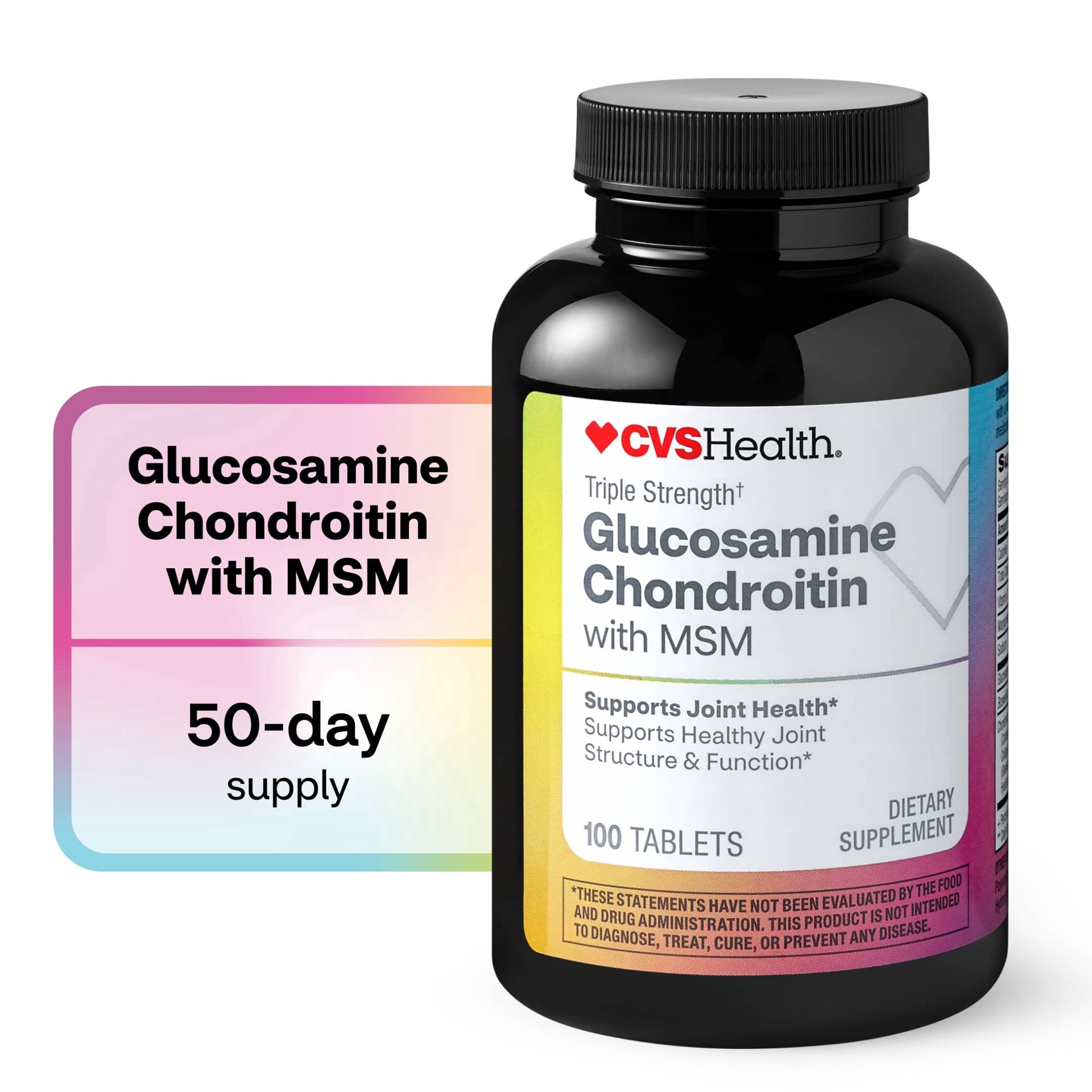 slide 1 of 1, Cvs Health Glucosamine Chondroitin With Msm Caplets, 100 Ct, 1 ct