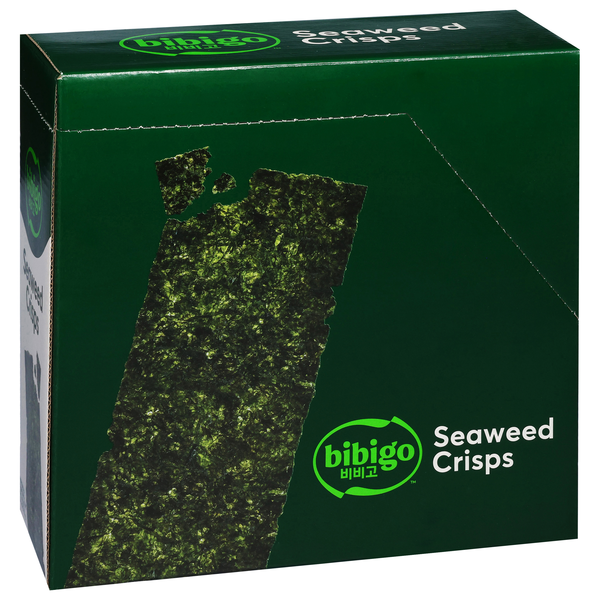 slide 1 of 1, Bibigo Seaweed Crisps, Hot Chili - 0.14 oz, 0.14 oz