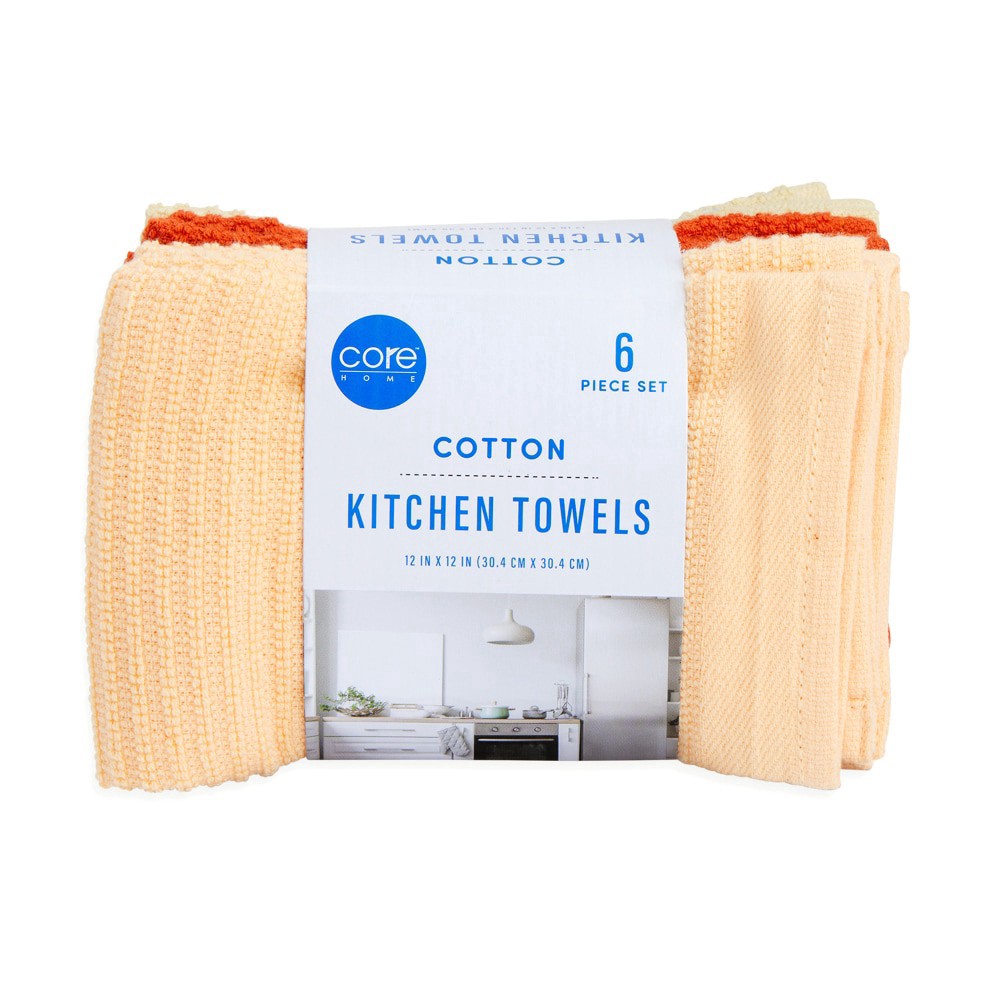 slide 2 of 3, Core Home Kitchen Towels 6 Piece Set, 6 ct