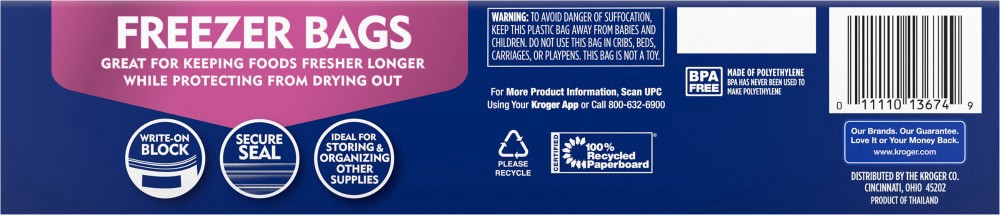 slide 3 of 4, Kroger Reclosable Gallon Freezer Bags, 28 ct