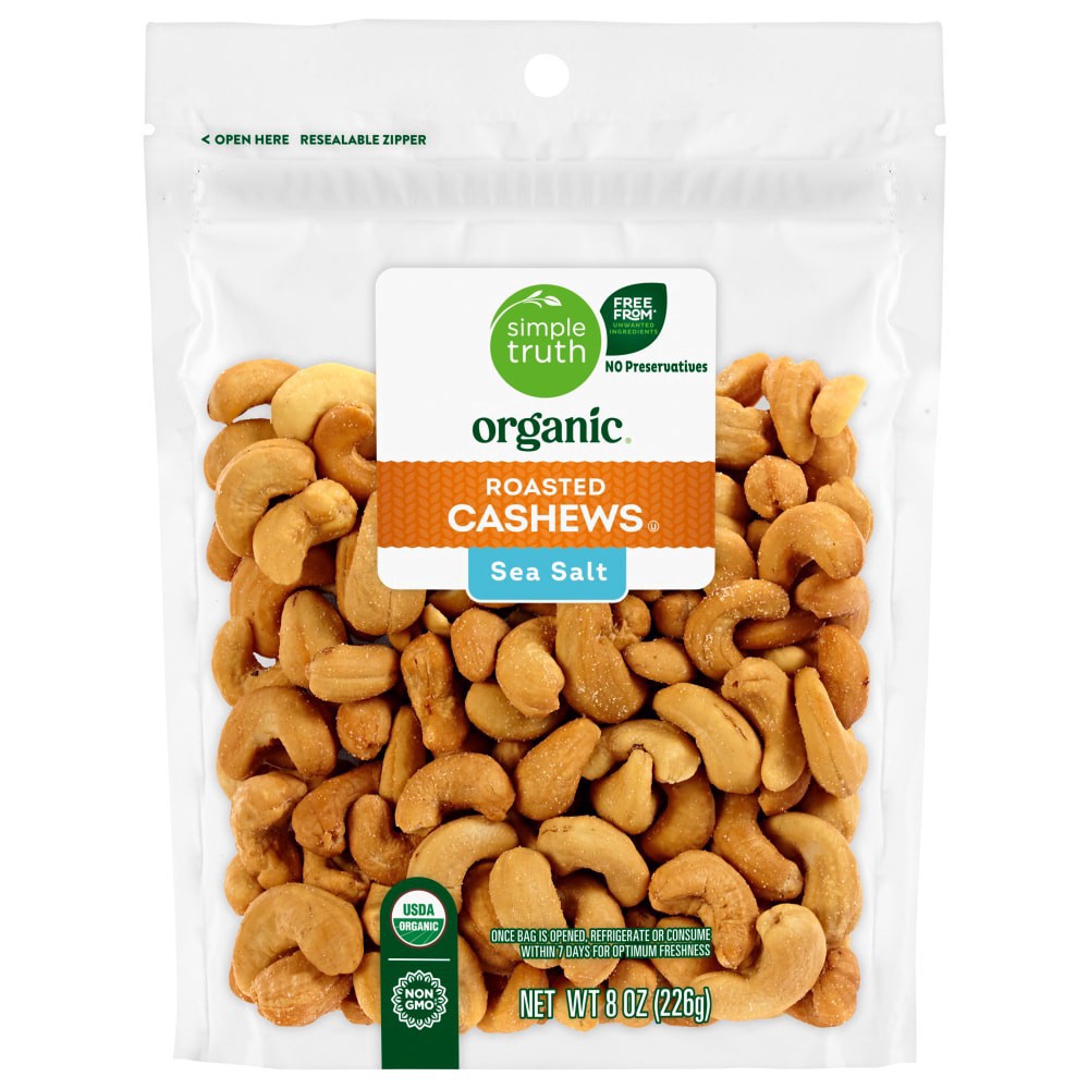 slide 1 of 2, Simple Truth Organic Sea Salt Roasted Cashews, 8 oz